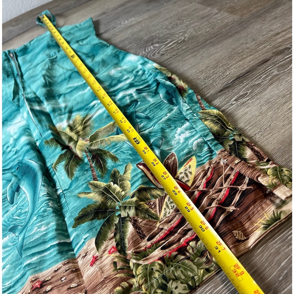 Jade Fashions Dress Womens Medium Teal Dolphin Tropical Hawaiian Cotton Sundress - Picture 9 of 10